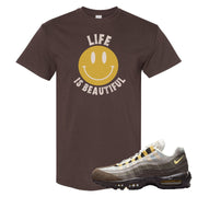 Ironstone Hemp 95s T Shirt | Smile Life Is Beautiful, Chocolate