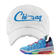 Lebron 18 Best 1-9 Distressed Dad Hat | Chiraq, White