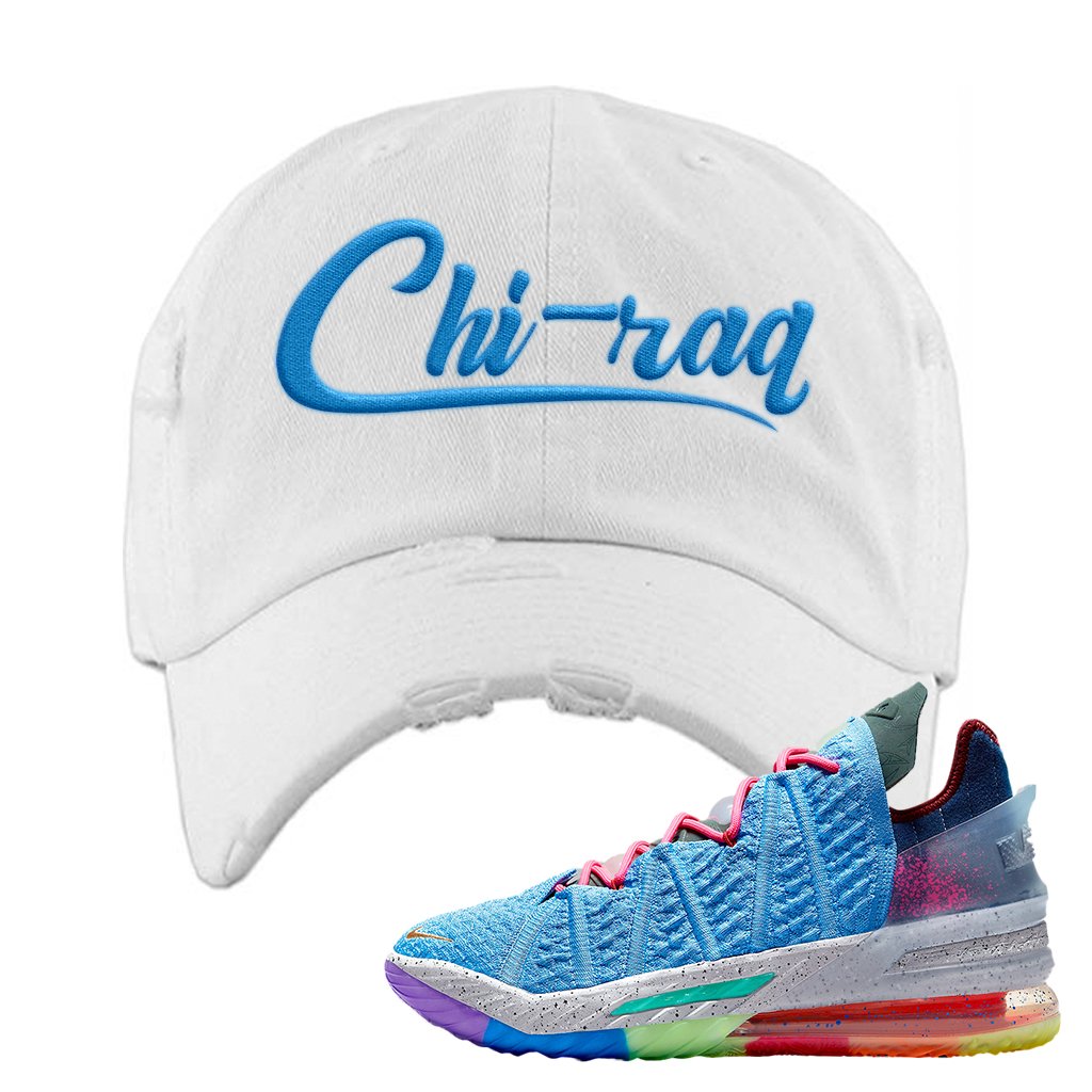 Lebron 18 Best 1-9 Distressed Dad Hat | Chiraq, White