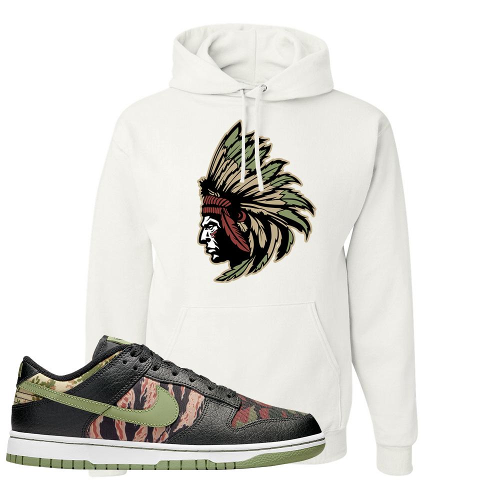 Multi Camo Low Dunks Hoodie | Indian Chief, White