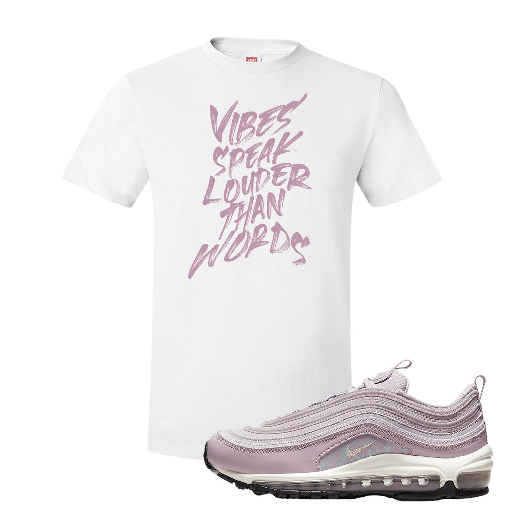 Pastel Purple 97s T Shirt | Vibes Speak Louder Than Words, White