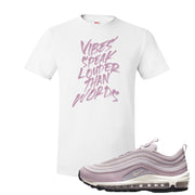 Pastel Purple 97s T Shirt | Vibes Speak Louder Than Words, White