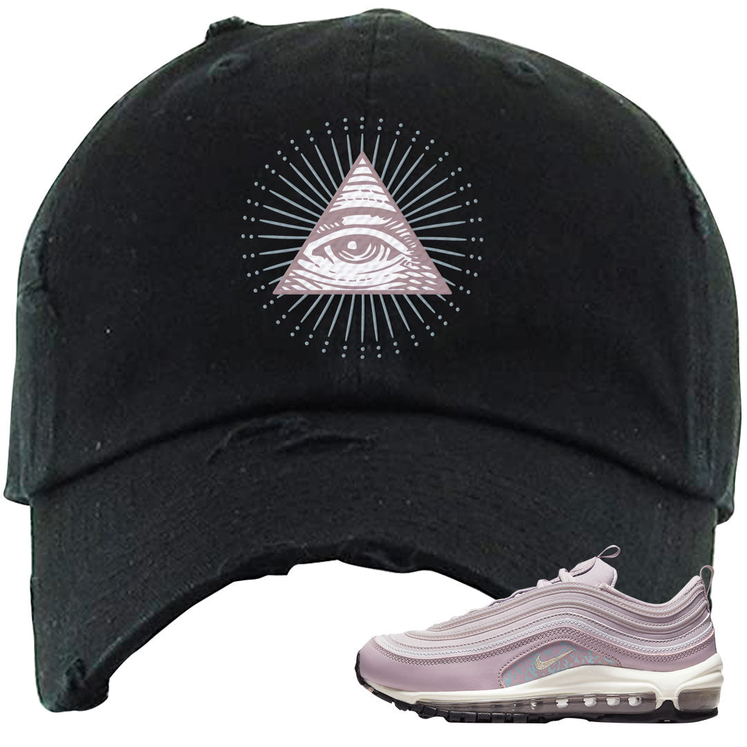 Plum Fog 97s Distressed Dad Hat | All Seeing Eye, Black