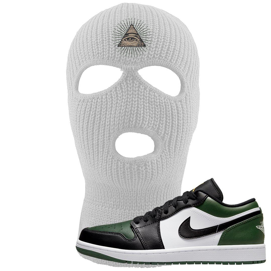 Green Toe Low 1s Ski Mask | All Seeing Eye, White