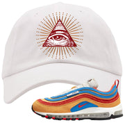 Tan AMRC 97s Dad Hat | All Seeing Eye, White