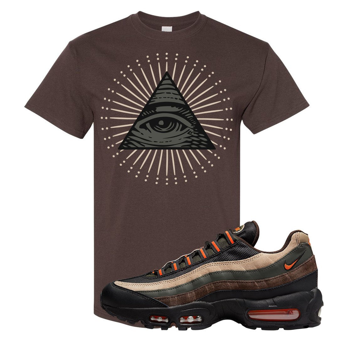 Dark Army Orange Blaze 95s T Shirt | All Seeing Eye, Chocolate