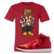 University Red Pomegranate Mid 1s T Shirt | Sweater Bear, Red