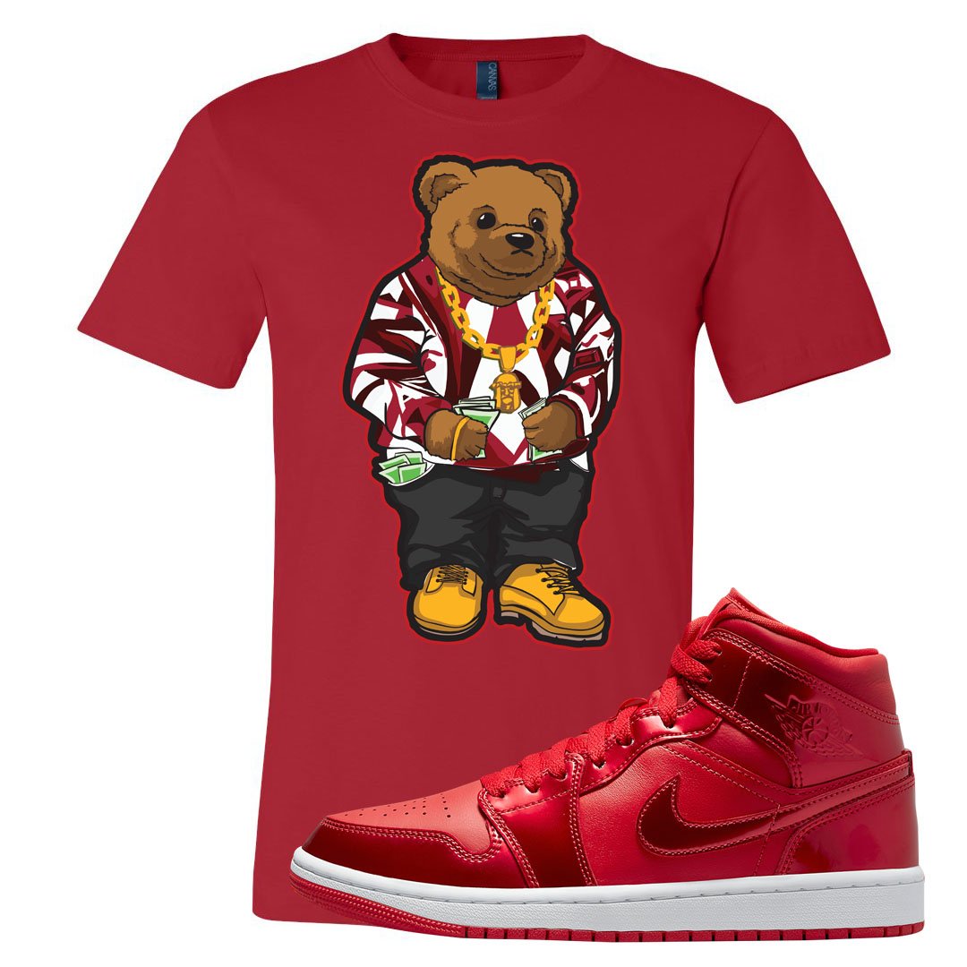 University Red Pomegranate Mid 1s T Shirt | Sweater Bear, Red