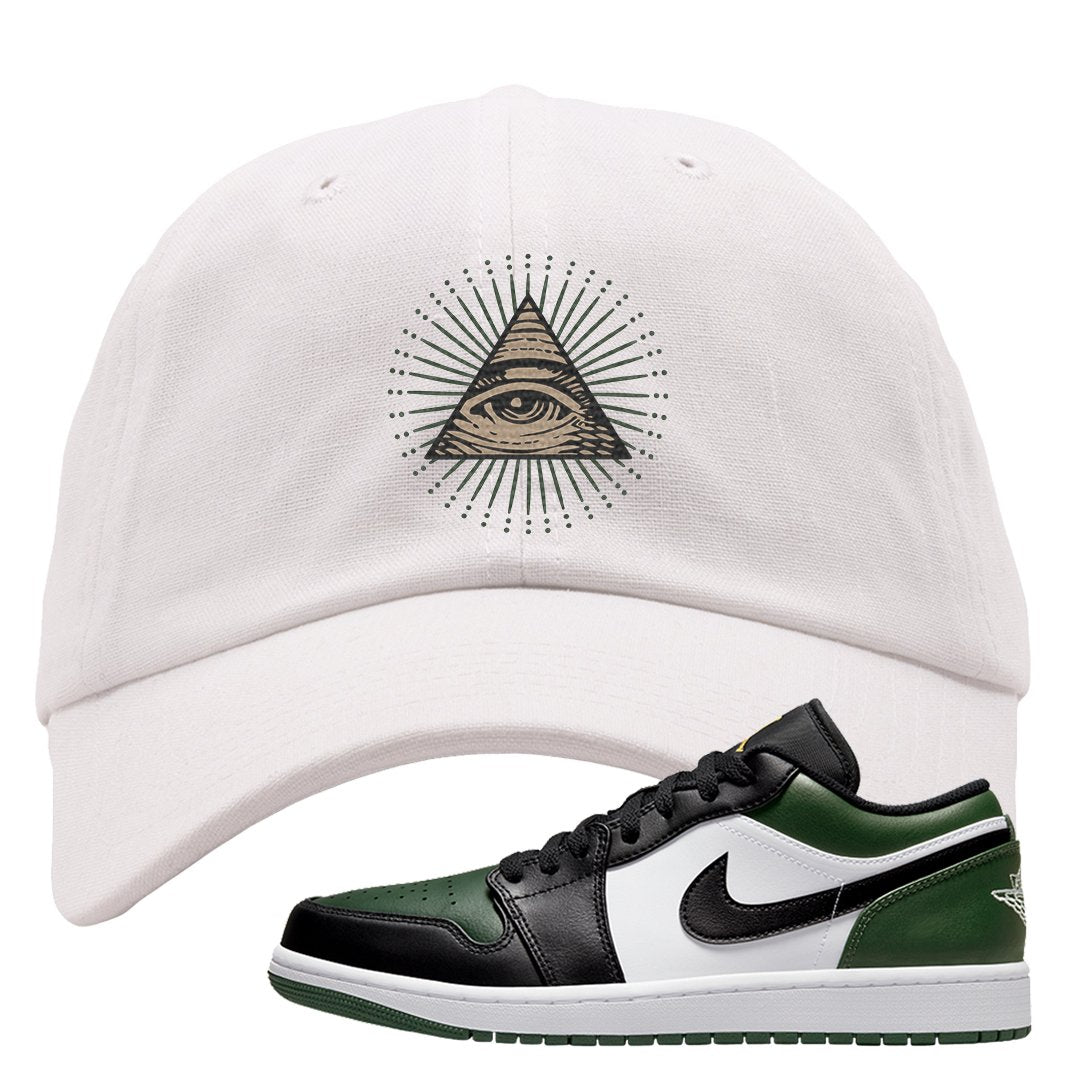 Green Toe Low 1s Dad Hat | All Seeing Eye, White