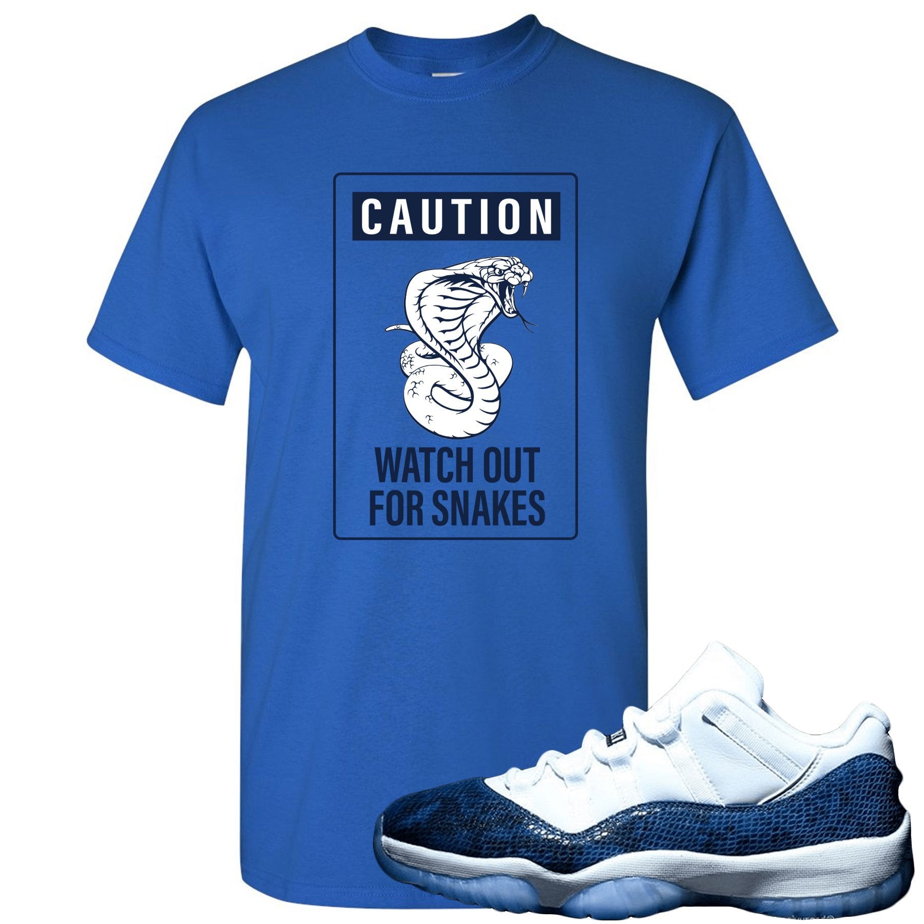 Snakeskin Low Blue 11s T Shirt | Caution of Snake, Royal Blue
