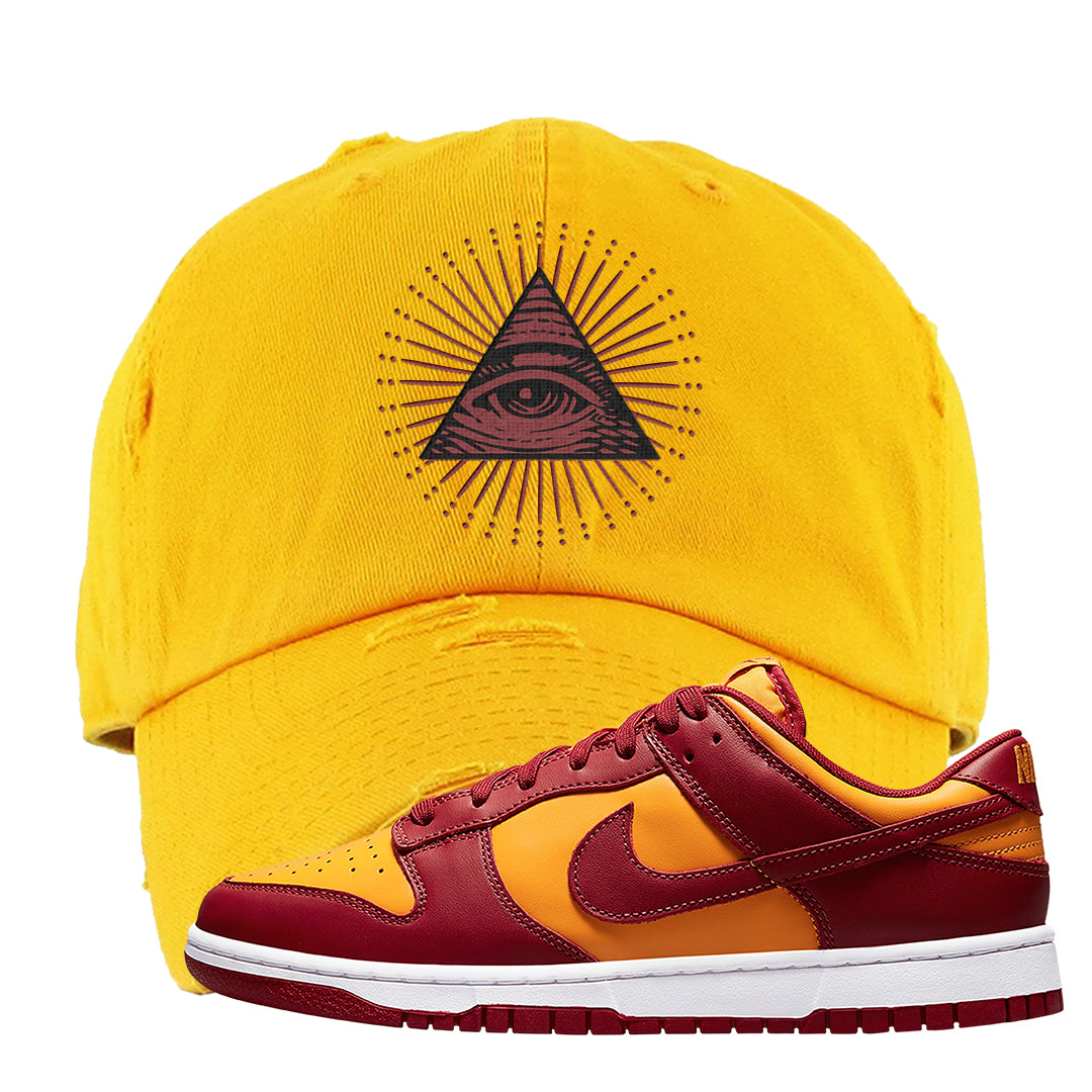 Midas Gold Low Dunks Distressed Dad Hat | All Seeing Eye, Gold