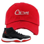 Jordan 11 Bred Chi-raq Red Sneaker Hook Up Distressed Dad Hat