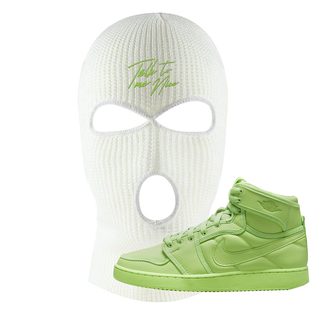 Neon Green KO 1s Ski Mask | Talk To Me Nice, White
