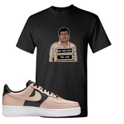 Air Force 1 Low Bling Tan Leather T Shirt | El Chapo Illustration, Black