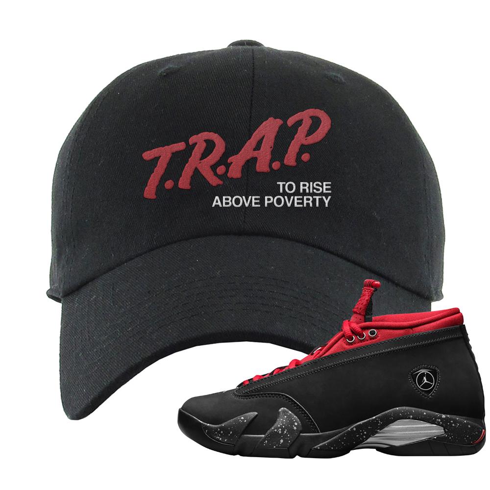 Red Lipstick Low 14s Dad Hat | Trap To Rise Above Poverty, Black