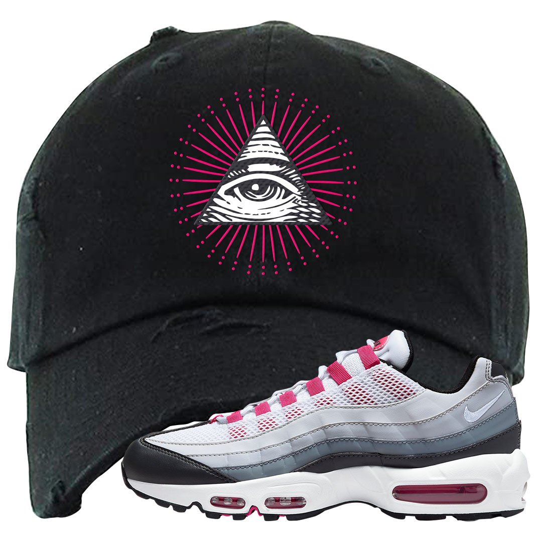 Next Nature Pink 95s Distressed Dad Hat | All Seeing Eye, Black