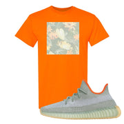 Yeezy 350 V2 Desert Sage Sneaker T Shirt |Desert Sage Box | Safety Orange