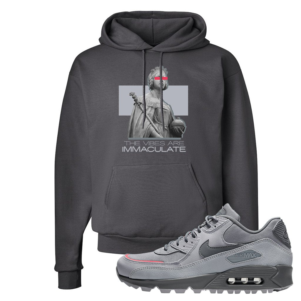 Wolf Grey Surplus 90s Hoodie | The Vibes Are Immaculate, Smoke Grey