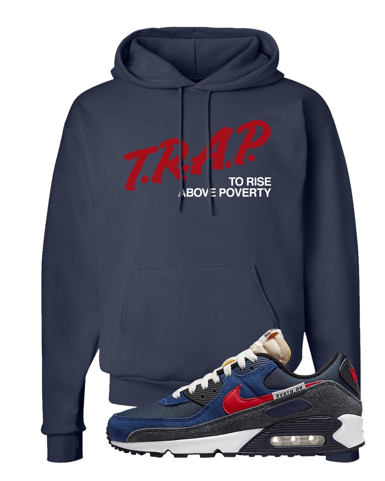 AMRC 90s Hoodie | Trap To Rise Above Poverty, Navy Blue