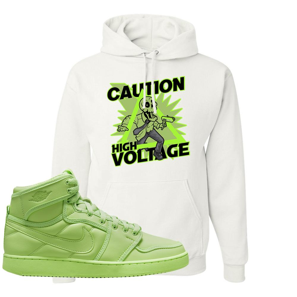 Neon Green KO 1s Hoodie | Caution High Voltage, White