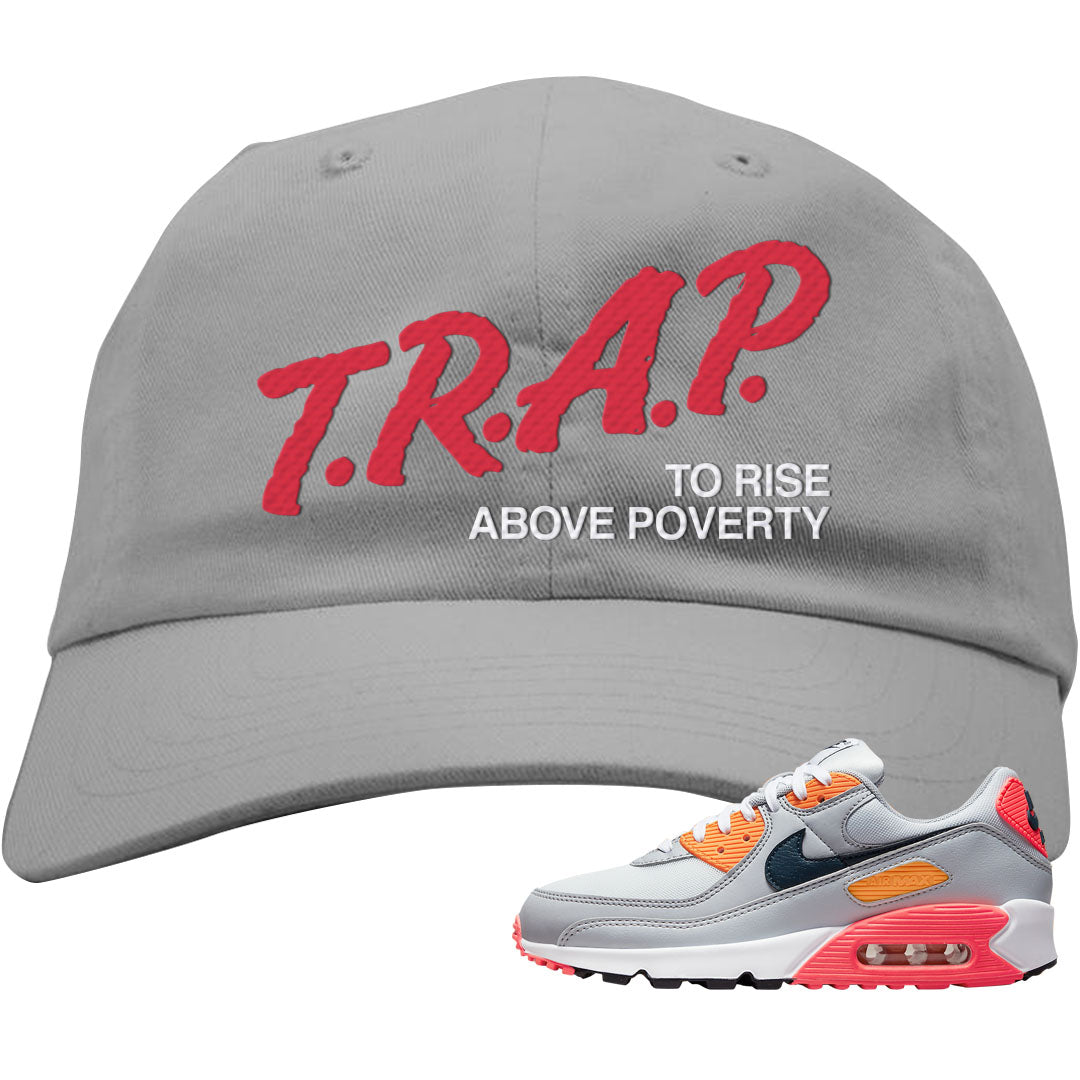 Sunset 90s Dad Hat | Trap To Rise Above Poverty, Light Gray