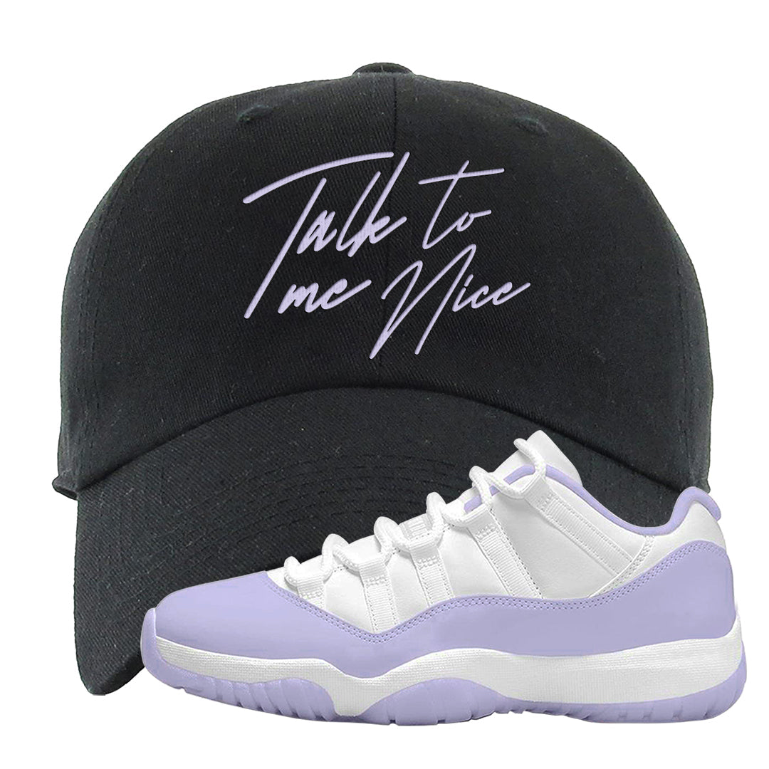 Pure Violet Low 11s Dad Hat | Talk To Me Nice, Black