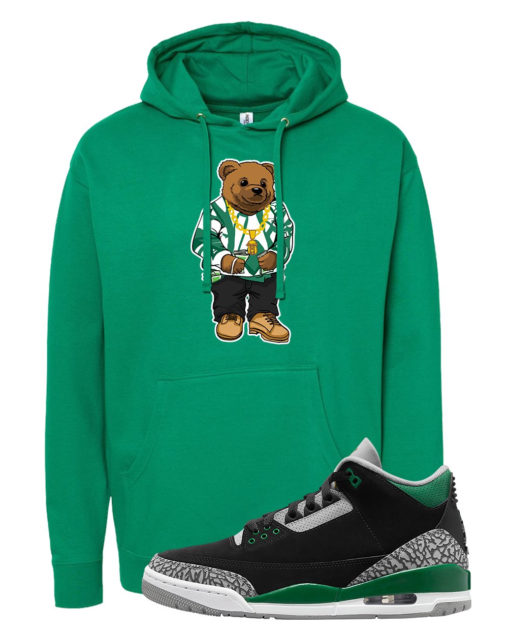 Pine Green 3s Hoodie | Sweater Bear, Kelly Green