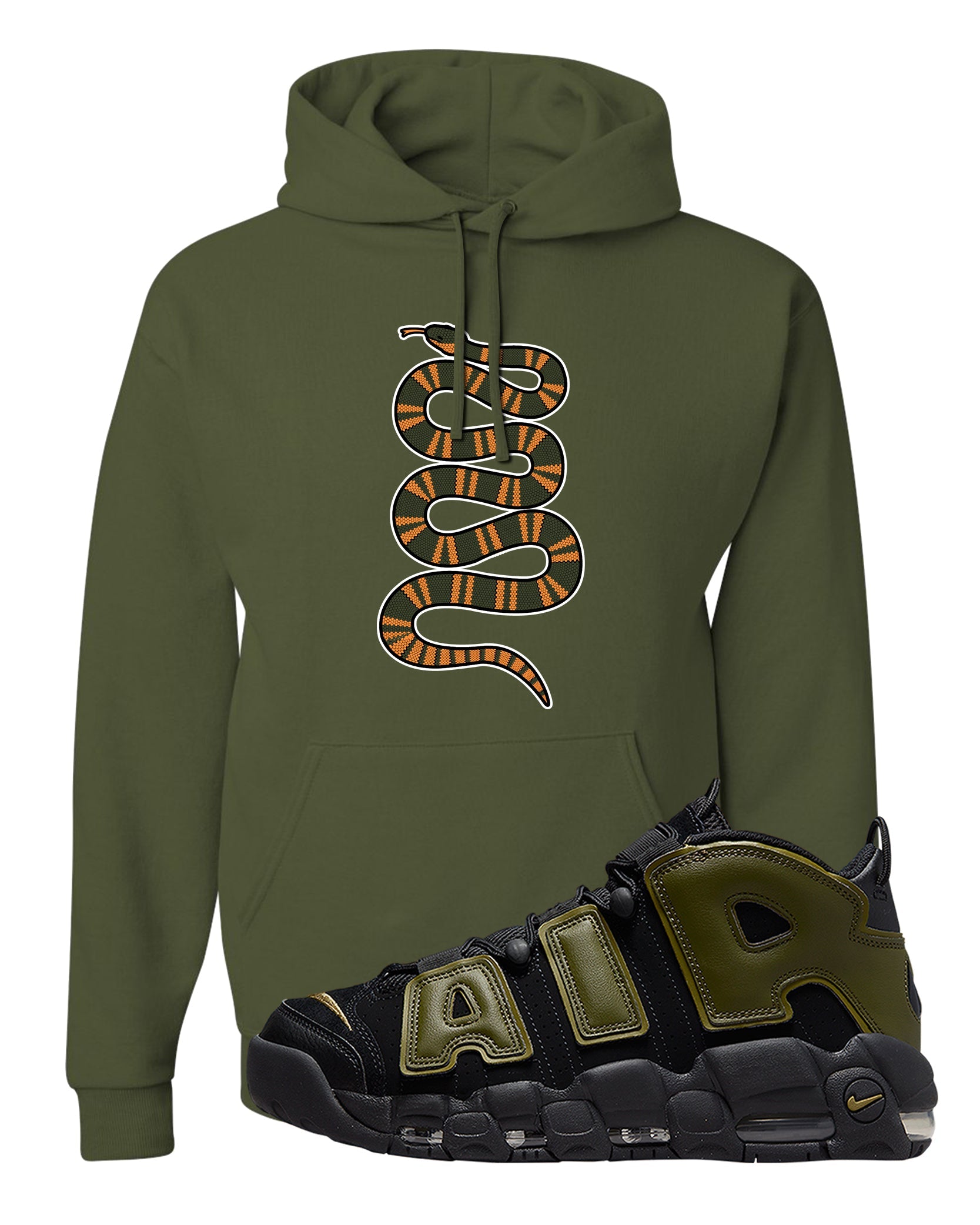 Guard Dog More Uptempos Hoodie | Coiled Snake, Military Green