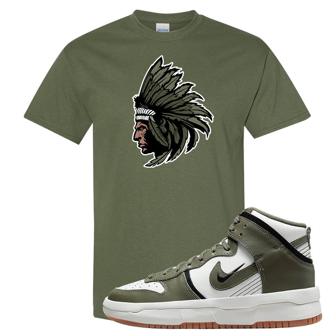 Cargo Khaki Rebel High Dunks T Shirt | Indian Chief, Military Green