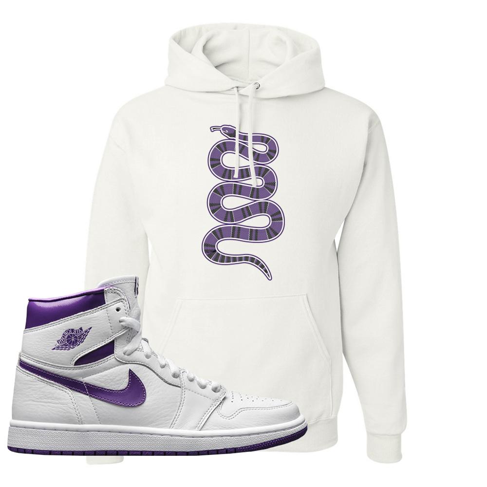 Air Jordan 1 Metallic Purple Hoodie | Coiled Snake, White