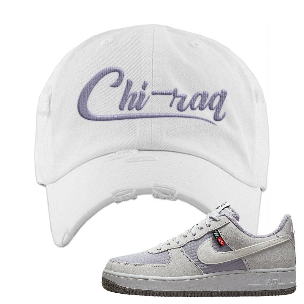 Toasty Low 1s Distressed Dad Hat | Chiraq, White