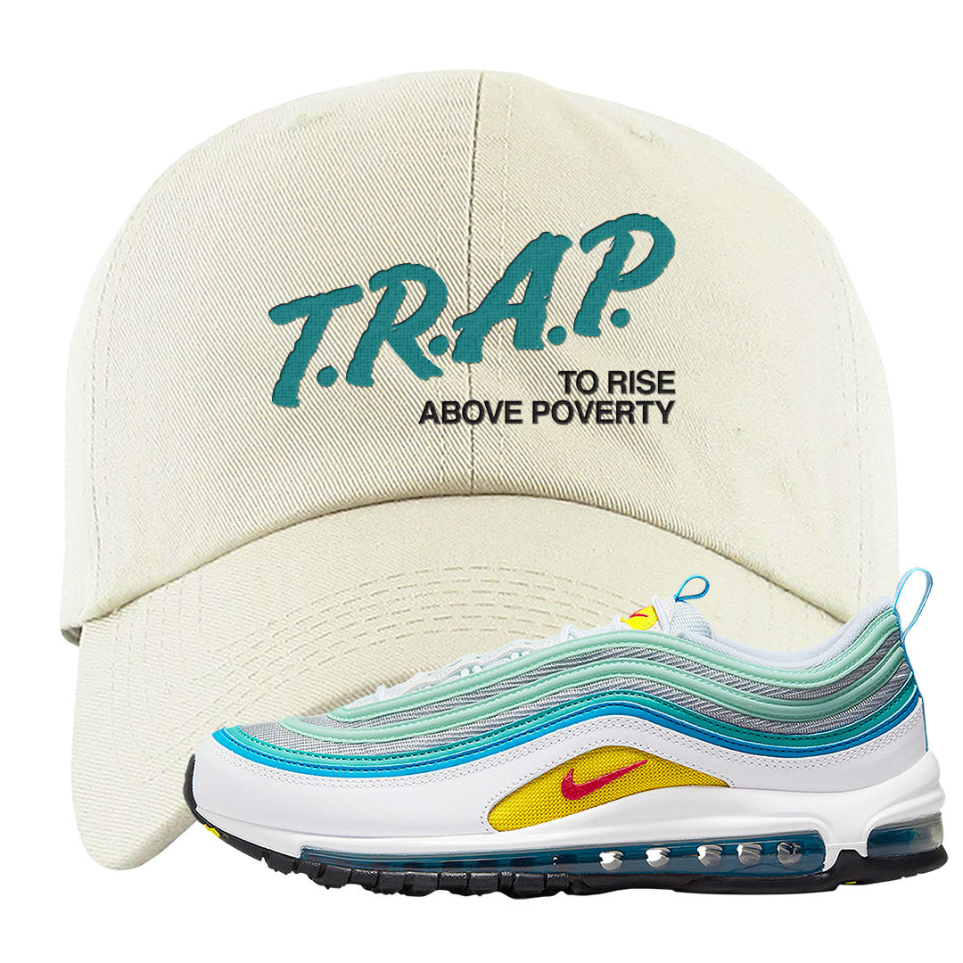 Spring Floral 97s Dad Hat | Trap To Rise Above Poverty, White