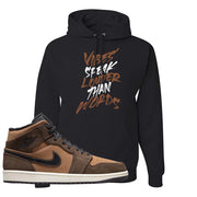 Earthy Brown Mid 1s Hoodie | Vibes Speak Louder Than Words, Black