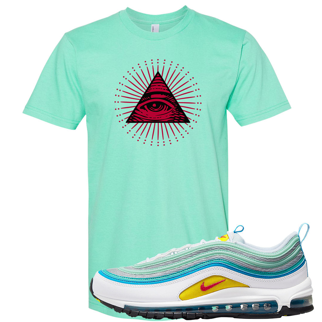 Spring Floral 97s T Shirt | All Seeing Eye, Mint