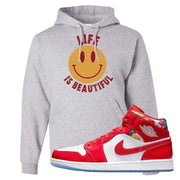 Barcelona Sweater Mid 1s Hoodie | Smile Life Is Beautiful, Ash