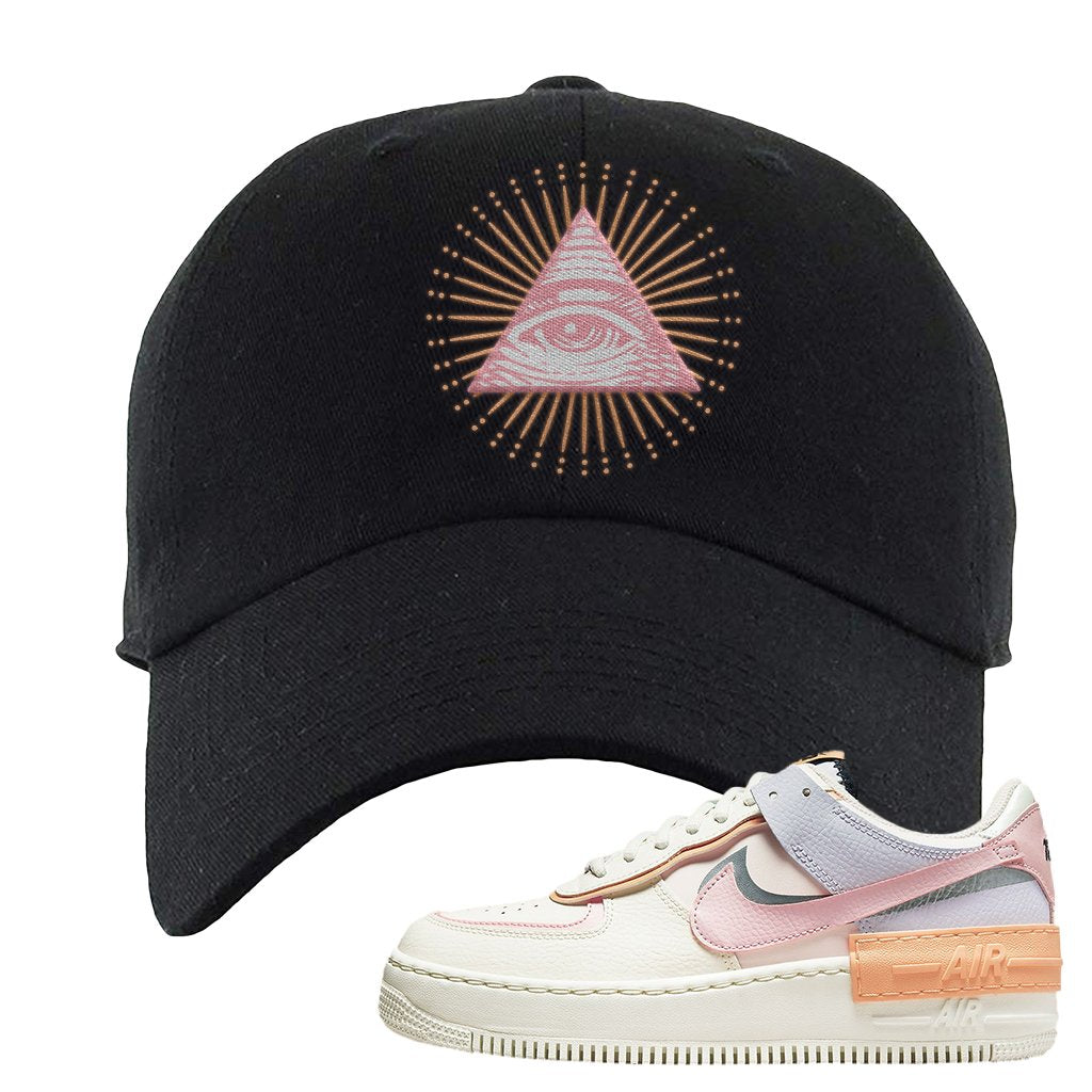 Sail Pink Glaze Orange Chalk 1s Dad Hat | All Seeing Eye, Black