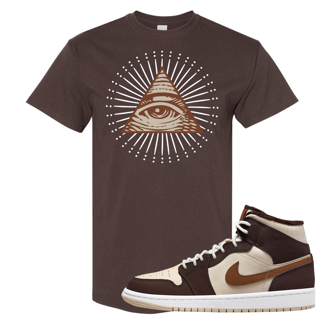 Brown Fleece Mid 1s T Shirt | All Seeing Eye, Chocolate