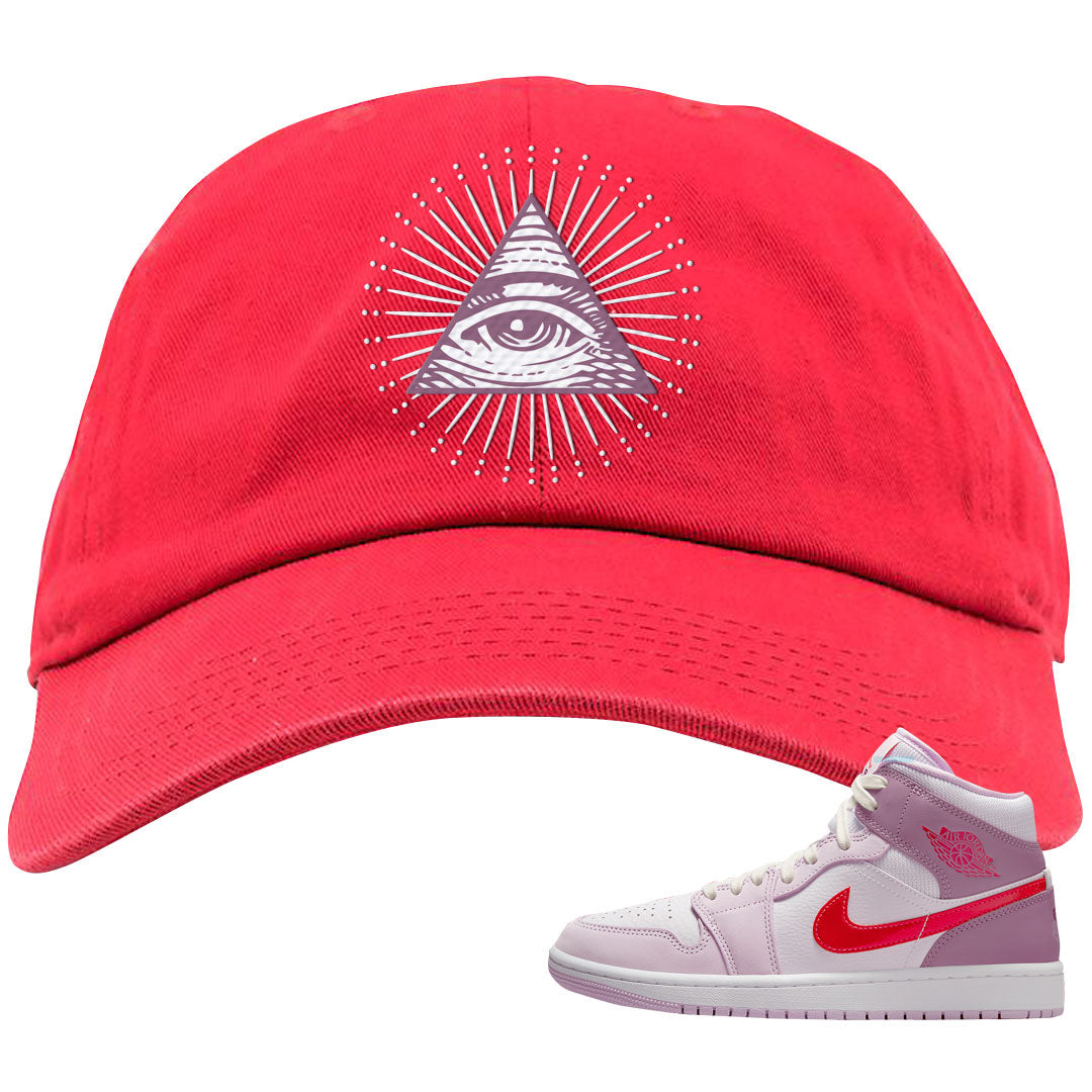 Valentine's Day Mid 1s Dad Hat | All Seeing Eye, Red