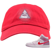 Valentine's Day Mid 1s Dad Hat | All Seeing Eye, Red