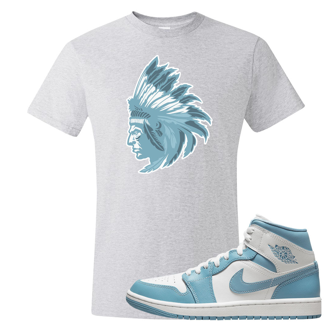 University Blue Mid 1s T Shirt | Indian Chief, Ash