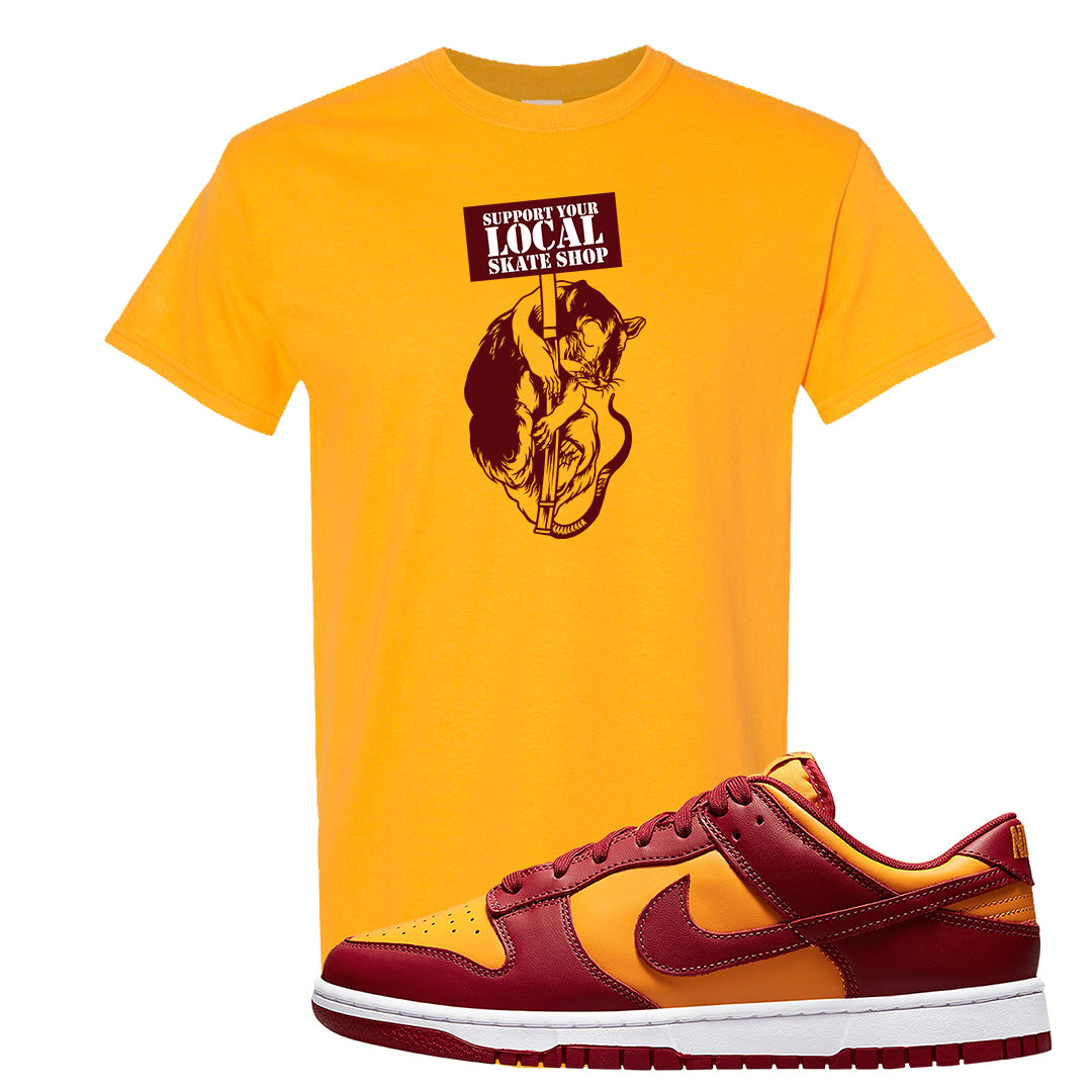 Midas Gold Low Dunks T Shirt | Support Your Local Skate Shop, Gold