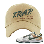 Camo Low Dunks Dad Hat | Trap To Rise Above Poverty, Khaki