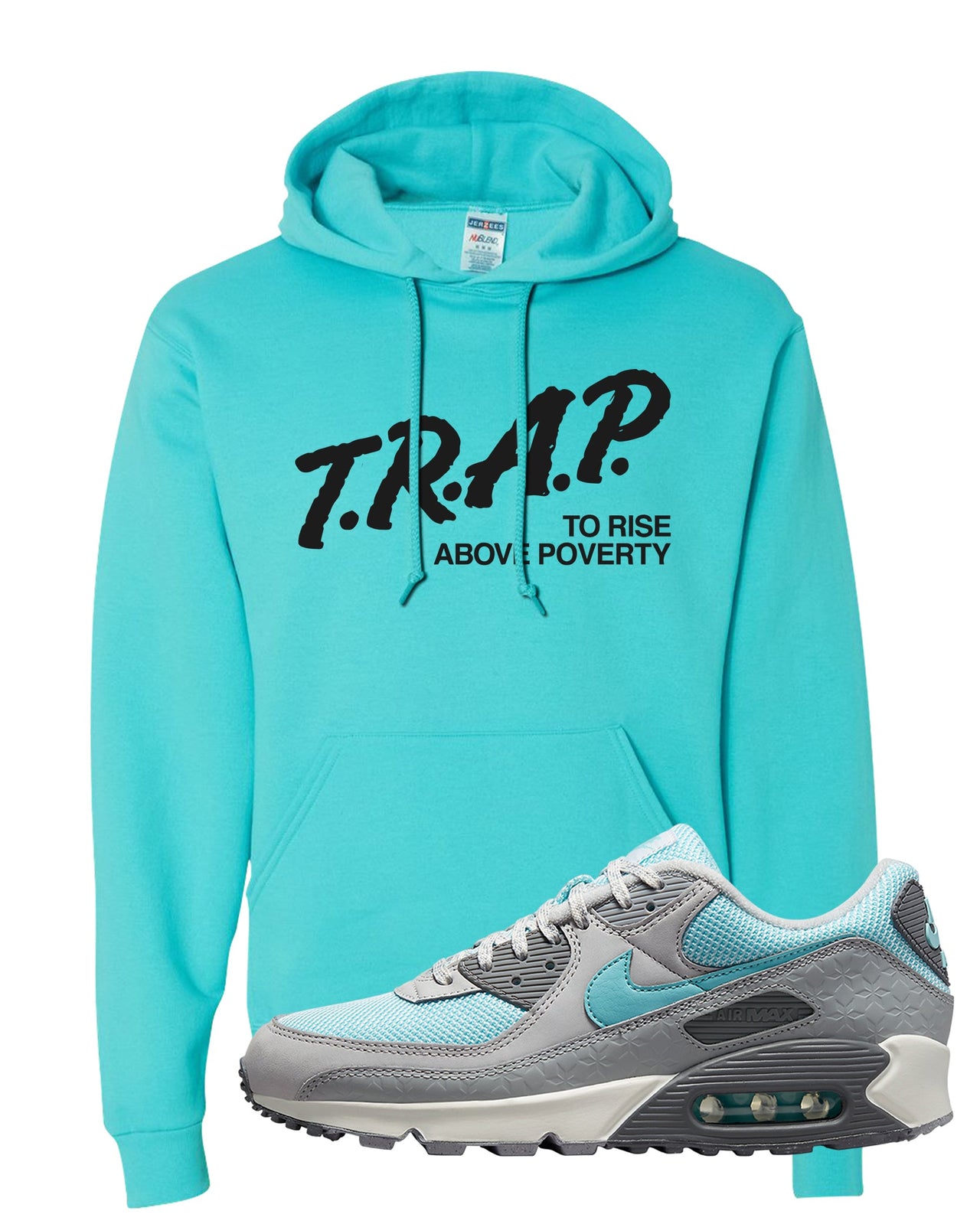 Snowflake 90s Hoodie | Trap To Rise Above Poverty, Scuba Blue