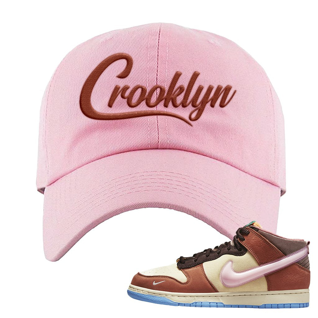 Chocolate Milk Mid Dunks Dad Hat | Crooklyn, Light Pink