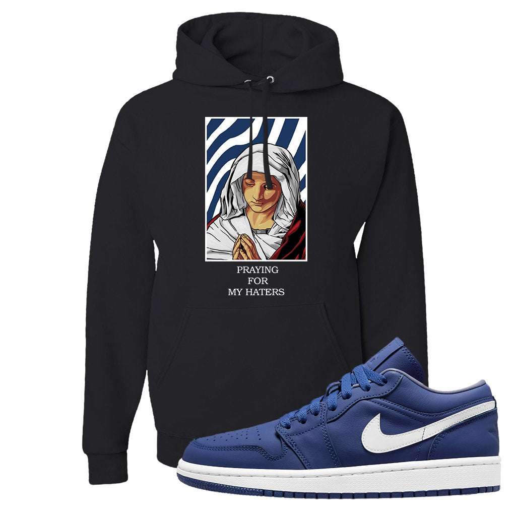 WMNS Dusty Blue Low 1s Hoodie | God Told Me, Black