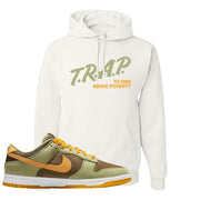 SB Dunk Low Dusty Olive Hoodie | Trap To Rise Above Poverty, White