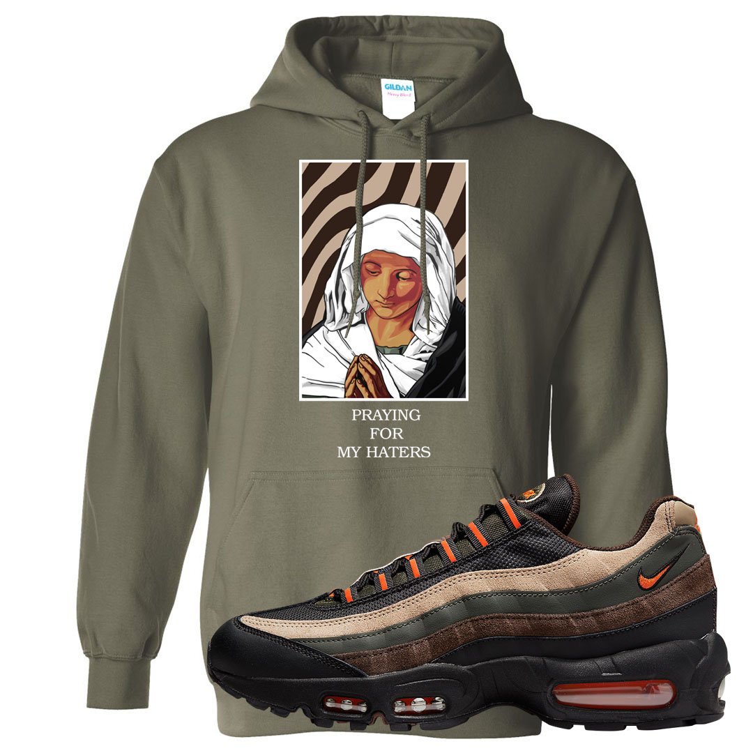 Dark Army Orange Blaze 95s Hoodie | God Told Me, Military Green