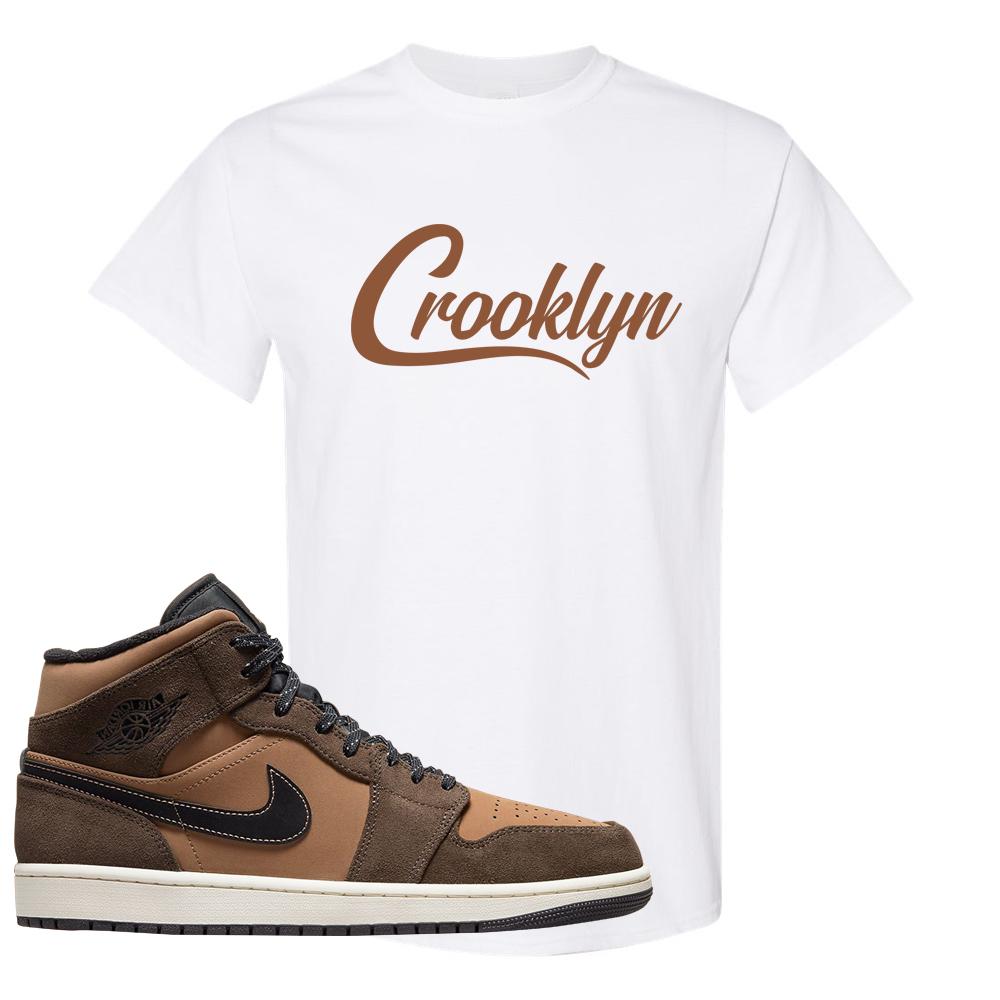 Earthy Brown Mid 1s T Shirt | Crooklyn, White