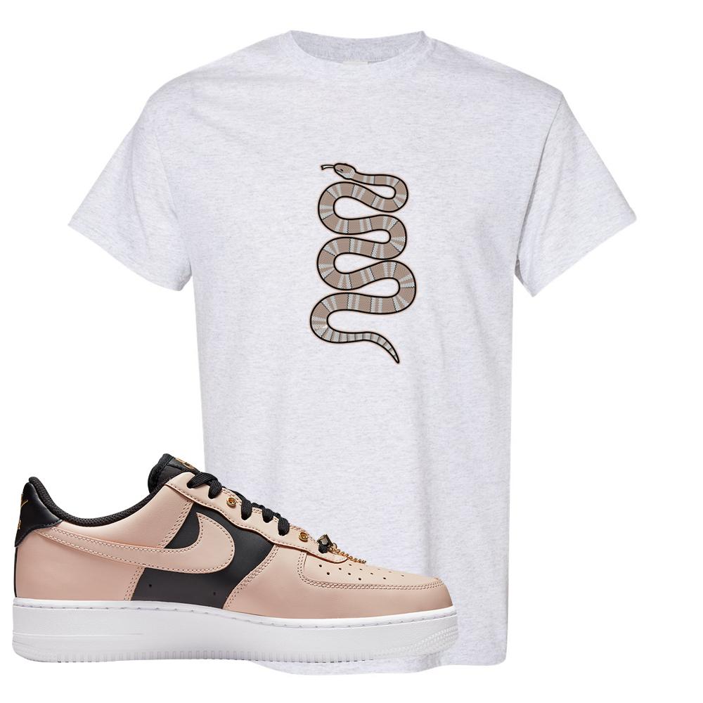 Air Force 1 Low Bling Tan Leather T Shirt | Coiled Snake, Ash