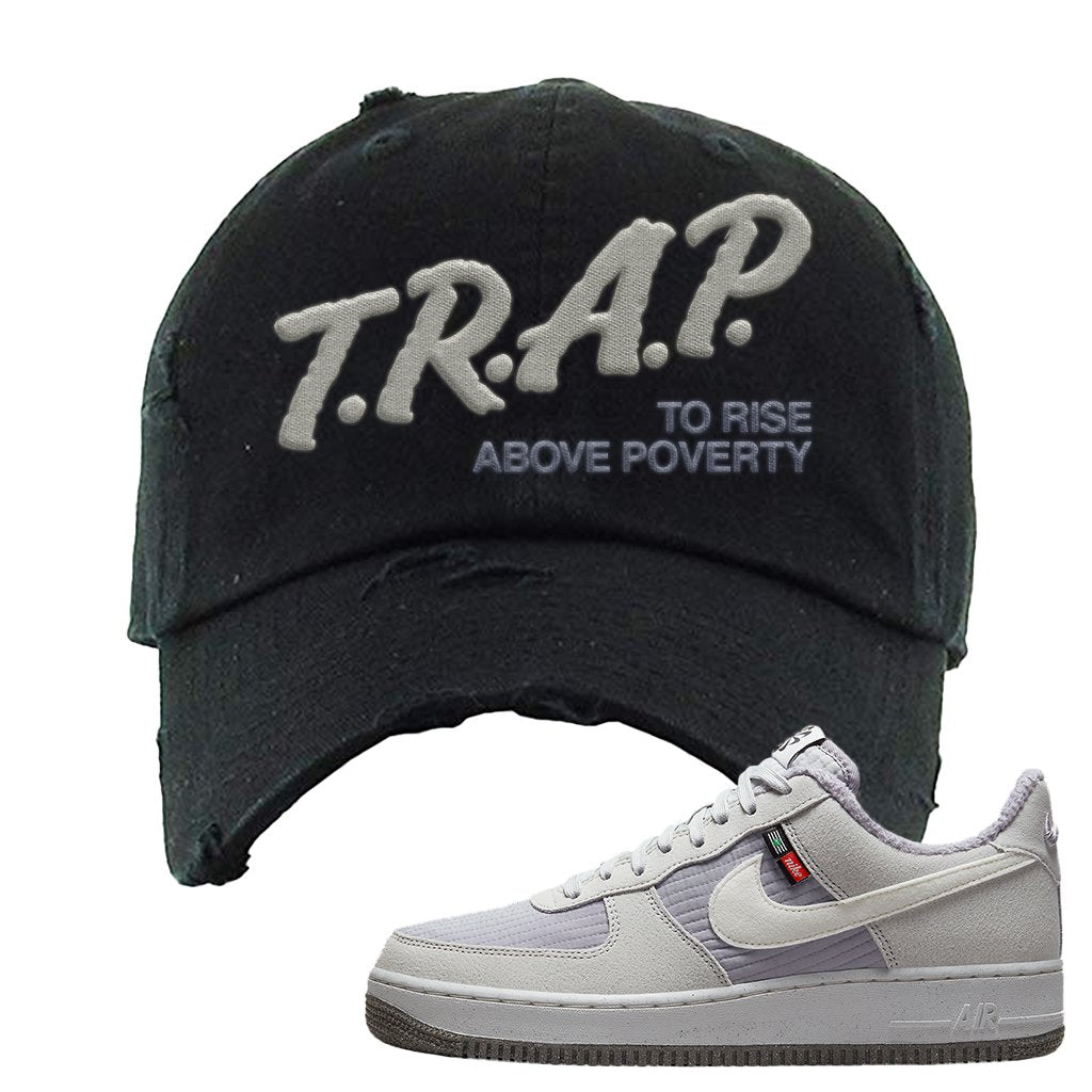 Toasty Low 1s Distressed Dad Hat | Trap To Rise Above Poverty, Black